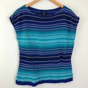 Chaps Large Blue Ombré Polkadot Top Sleeveless